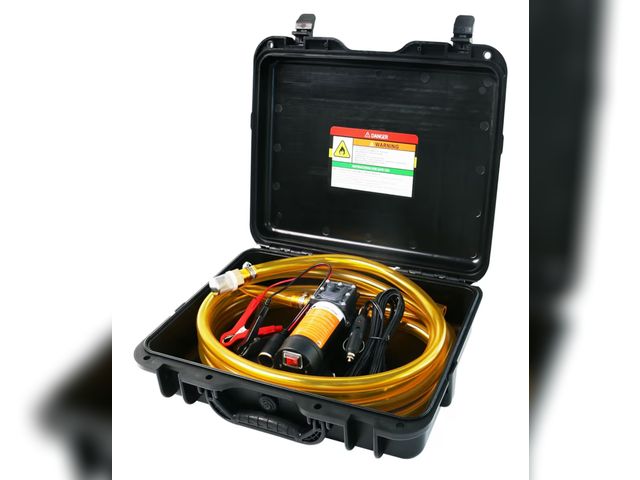 Lot 96-177596 - 12V Fuel Transfer Pump Moves 120 Gallons of Gas or Diesel Per Hour. With Car Cigarette Lighter Plug,...