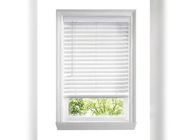 Lot 96-179826 - Home Decorators Collection
White Cordless Faux Wood Blinds for Windows with 2 in. Slats - 32 in. W x...