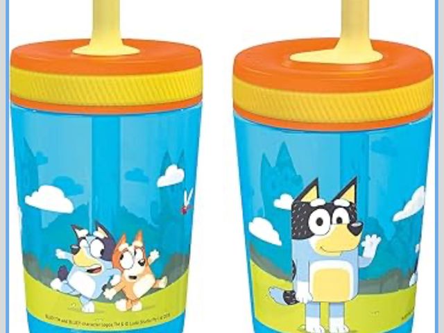 Lot 96-190649 - Zak Designs 15oz Bluey Kelso Tumbler Set, Leak-Proof Screw-On Lid with Straw Made of Durable Plastic...