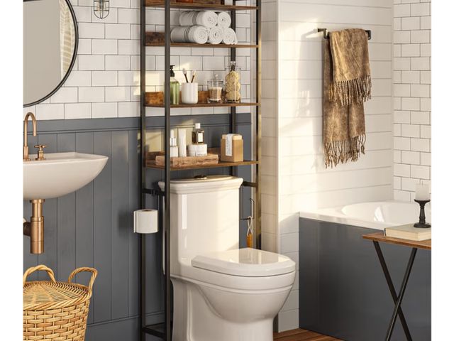 Lot 96-178148 - Over The Toilet Storage Rack, 4 Tier Bathroom Organizer Over Toilet, Freestanding Space Saver Toilet...
