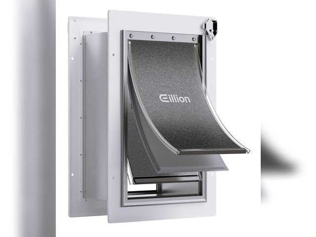 Lot 96-165009 - 3-Flap Pet Door for Wall Dog Door for Wall Exterior, Large Doggie Door, All-Metal Frame, Metal Closi...