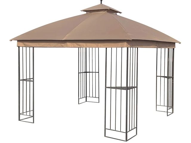 Lot 96-162314 - Canopy Top for Garden Treasures 10 ft x 10 ft Brown Metal Square Semi- Gazebo Model #L-GZ038PST-F (T...