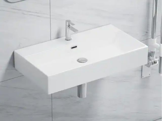 Lot 96-163451 - Eridanus
Turner Vitreous China 30 in. W x 16 in. D x 5 in. H Wall-Mount Bathroom Sink with Faucet Ho...
