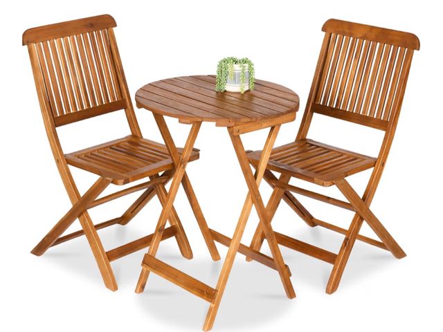Lot 96-225816 - Best Choice Products 3-Piece Acacia Wood Bistro Set, Folding Patio Furniture for Backyard, Balcony, ...