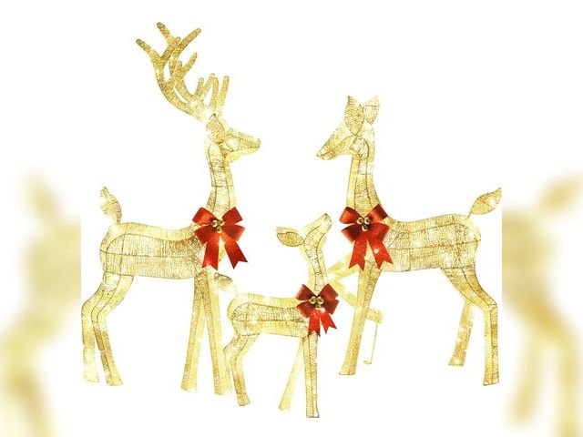 Lot 96-210425 - 3-Piece Outdoor Lighted Christmas Reindeer Family Set, 3D Plug in 320 Count Warm Lighted Deer Christ...