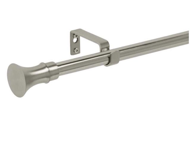 Lot 96-203930 - StyleWell 66 in. - 120 in. Telescoping
3/4 in. Curtain Rod Kit in Brushed Nickel with Trumpet Finial...