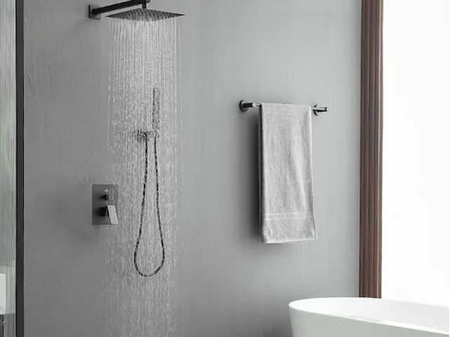 Lot 96-174519 - HOMEMYSTIQUE
Single Handle 2-Spray 10" Rainfall Shower Faucet Fixture Combo Set 2.5 GPM Shower Syste...