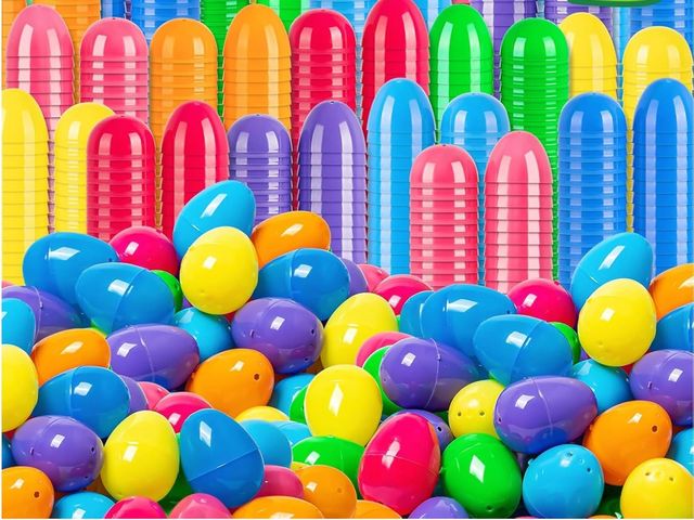 Lot 96-176720 - Duchong 1500 PCS Plastic Easter Eggs Bulk, 2.4" Empty Easter Eggs Fillable for Easter Hunt, Basket S...