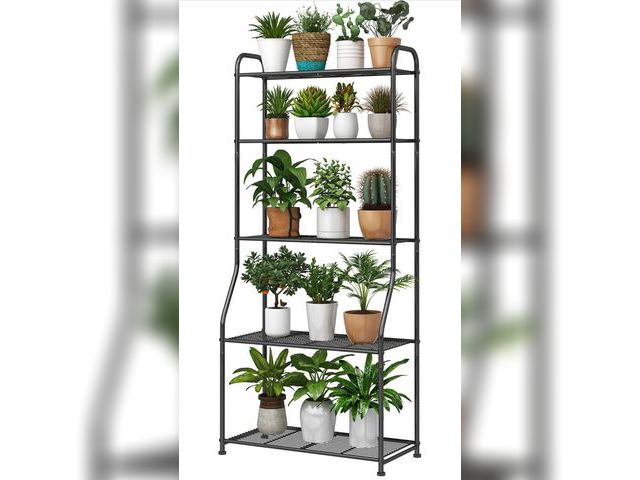 Lot 96-191339 - Simple Trending Plant Stand 5-Tier Plant Shelf for Indoor Outdoor, Waterproof Metal Tall Plant Stand...