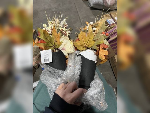 Lot 96-201505 - 2 Pack Faux Fall Floral Arrangements one is broken Unused