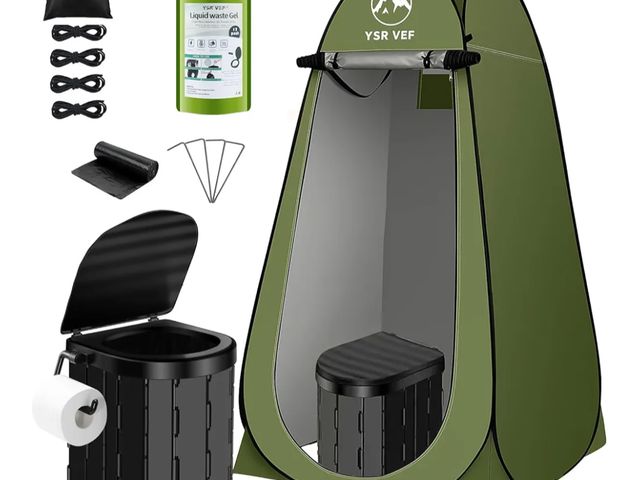 Lot 96-170312 - Portable Toilet Kit, Camping Toilet with Pop-Up Privacy Tent and Poo Gel Toilet Bags, Washable Porta...