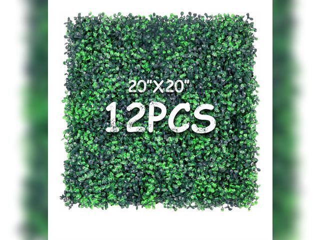 Lot 96-177094 - 12 Pieces 20” X 20” (33.3 Sq.Ft) Artificial Hedge Boxwood Panels UV Protected Boxwood Hedge Grass Wa...