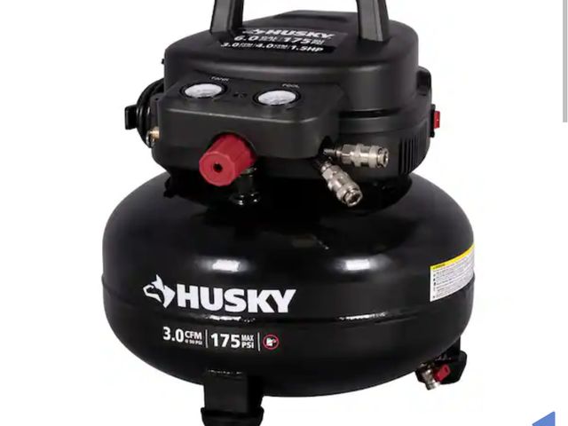 Lot 96-166814 - Husky
6 Gal. 175 PSI Electric Oil-Free High Performance Jobsite Pancake Air Compressor with Dual Gau...