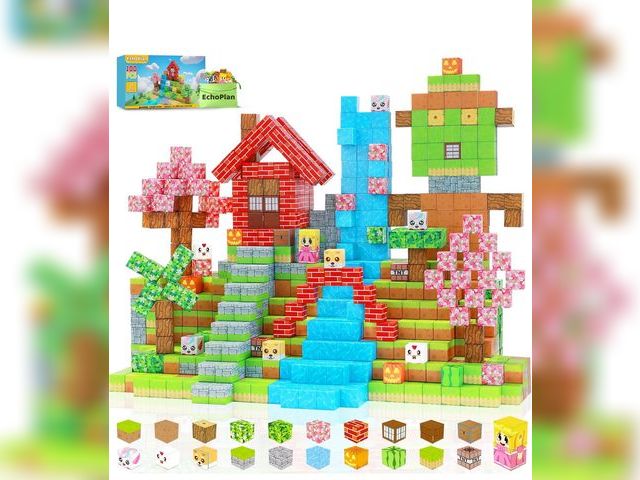 Lot 96-191345 - EchoPlan Magnetic Blocks, 100PCS Magnetic Building Blocks to Build a 3D World, STEM Sensory Construc...
