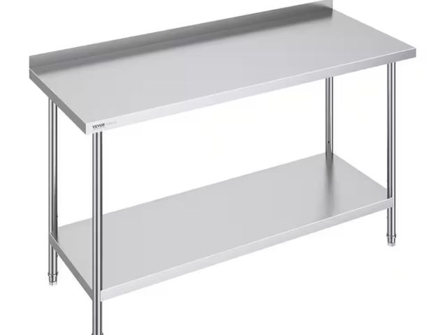 Lot 96-171896 - VEVOR 24 x 60 x 36 In. Stainless Steel Commercial Kitchen Prep Table with Adjustable Height for Rest...