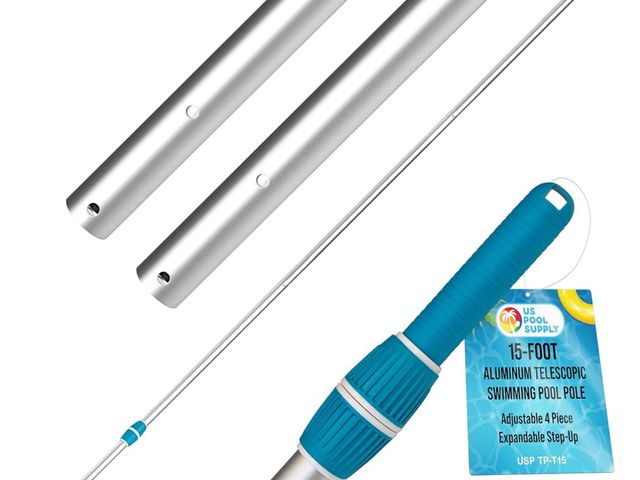 Lot 96-170079 - US. Pool Supply Telescoping Pole 15-Foot Aluminum Pool Pole Telescopic Cleaning, Adjustable 4 Piece ...