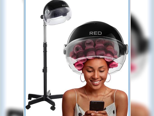 Lot 96-171667 - RED by Kiss 3000 Ceramic Stand Hood Dryer with Digital Timer, Adjustable Height, 360° Wheels, 3 Temp...
