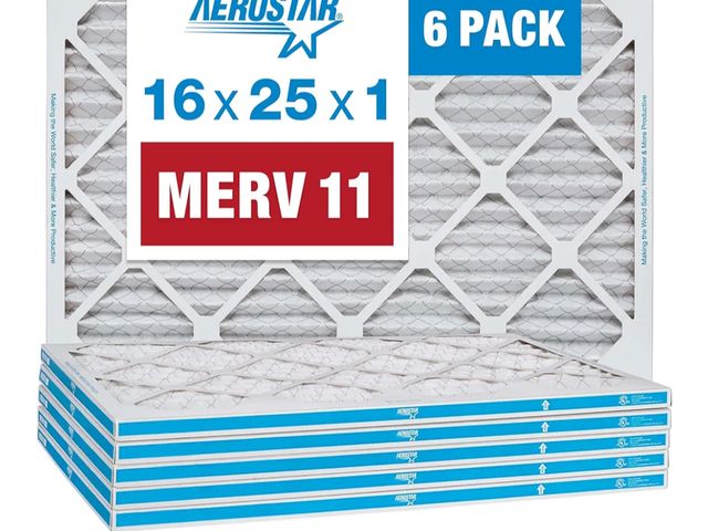 Lot 96-174303 - Aerostar 16x25x1 MERV 11 - 6 Count - Pleated HVAC, Furnace &amp; Air Conditioner Filters - Removes D...