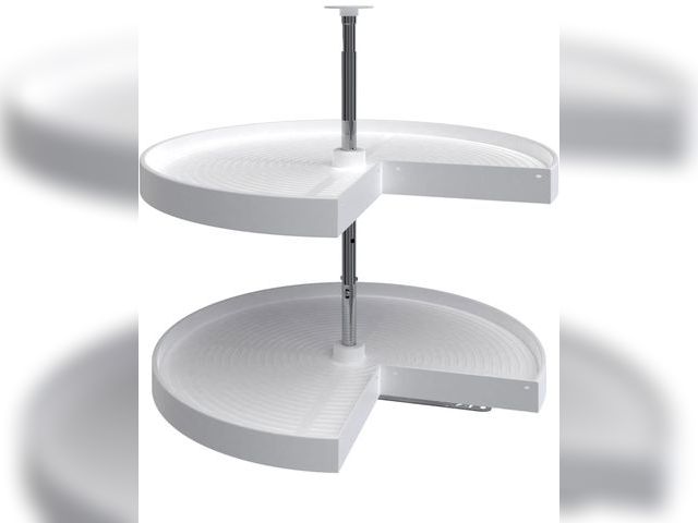 Lot 96-178703 - Rev-A-Shelf 28" Pie-Cut Dual Tier Lazy Susan Organizer for Corner Wall Kitchen Cabinets, Plastic Hom...