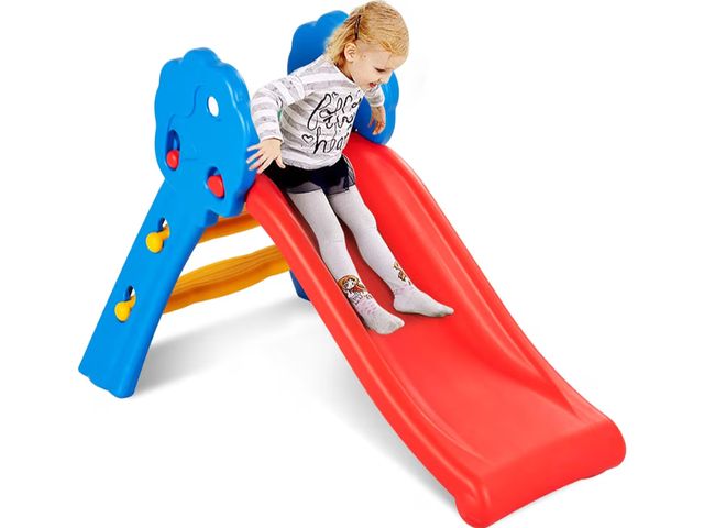 Lot 96-227788 - KOTEK Folding Toddler Slide for Indoor and Outdoor, Freestanding Plastic Baby Slide Climber Playset,...