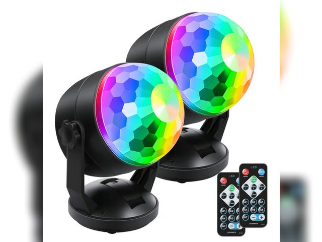 Lot 96-181621 - Luditek Party Lights Dj Disco Ball Strobe Lights Battery Powered USB Sound Activated, Portable, 2-Pa...