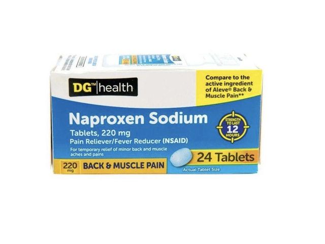 Lot 96-201111 - 3 pack DG Health Naproxen Sodium Back &amp; Muscle Pain Tablets, 24 ct each EXP 5/27 New