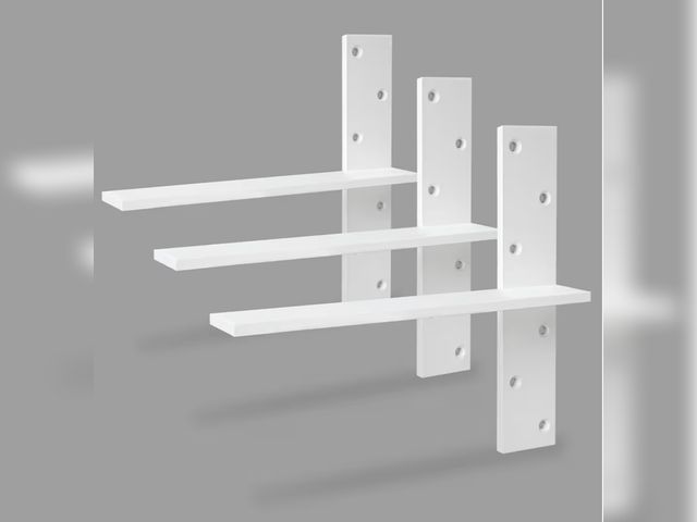 Lot 96-177465 - Free Hanging Countertop Support Bracket 16" Lx2.5 W 3 Pack White Heavy Duty Hidden Floating Wall She...
