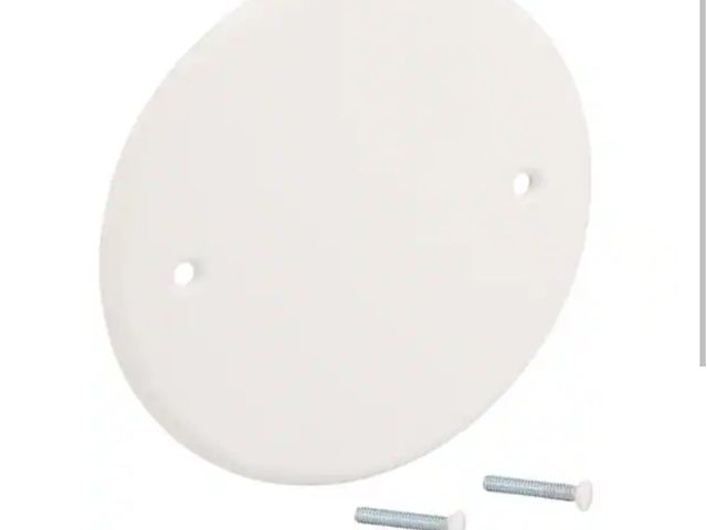 Lot 96-181839 - Commercial Electric 5 in. Round (Fits 4 in. Box) Blank Metal Wall Plate, White (Paintable) New