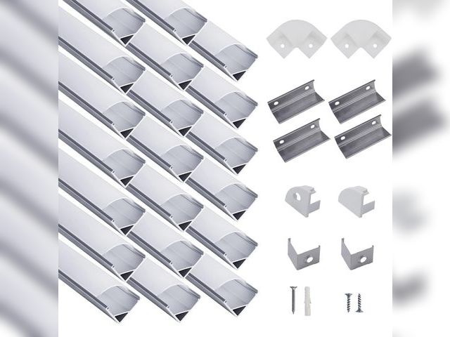 Lot 96-177788 - hunhun 20-Pack 3.3ft/1Meter V Shape LED Aluminum Channel System with Milky Cover, End Caps and Mount...