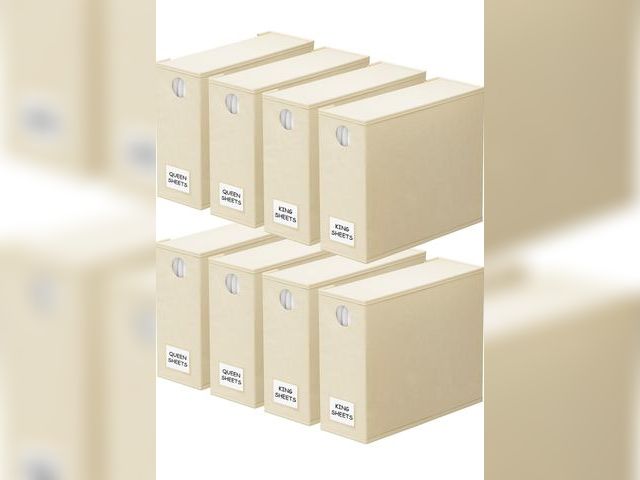 Lot 96-174388 - SpaceAid 8 Pack Bed Sheet Organizers and Storage, Foldable Sheet Organizer for Linen Closet, Sheets ...