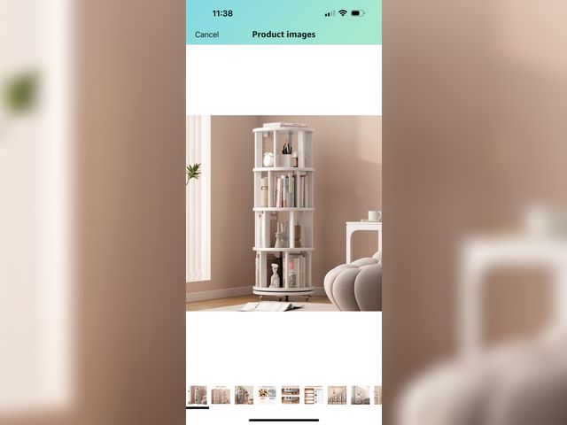 Lot 96-163964 - Wood Rotating Bookshelf on Wheels, 4 Tier, Round Revolving Bookcase, 360° Spinning Book Shelf Tower ...
