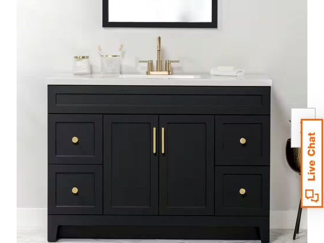 Lot 96-190643 - Chasbury 49 in. Single Sink Matte Black Bath Vanity with White Cultured Marble Top (Assembled) MSRP ...