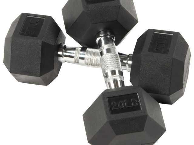 Lot 96-177253 - BalanceFrom Rubber Encased Hex Dumbbells, 20 Lbs. Pair
New