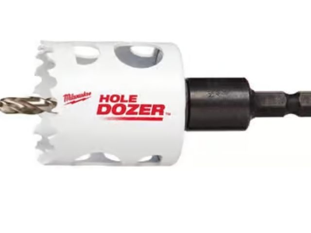 Lot 96-162450 - Milwaukee Hole Dozer 1-3/4 in. Bi-Metal 2.7 in. L X 3/8 in. D Hole Saw with Arbor and Pilot Bit
New