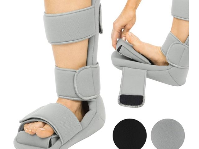Lot 96-169541 - Vive Plantar Fasciitis Night Splint Plus Trigger Point Stretch Wedges - Soft Leg Brace Support, Orth...