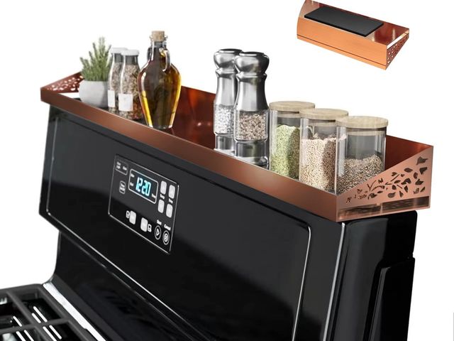 Lot 96-176354 - 30" Magnetic Stove Top Shelf – Brushed Copper Spice Rack and Seasoning Organizer – Kitchen Shelf for...