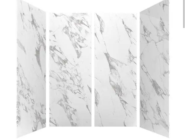 Lot 96-174789 - CASTICO 60 in. L x 32 in. W x 84 in. H Alcove Solid Composite Stone Four Piece Shower Wall Set in Ca...