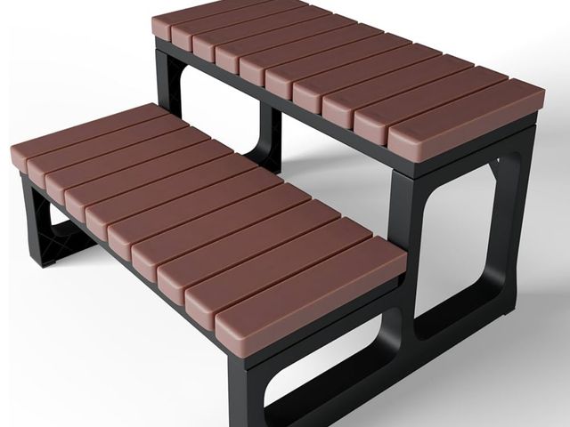 Lot 96-166167 - Hot Tub Steps/Spa Steps for Round or Straight Sided Spa, Non-Slip Steps for Outdoor/Indoor, Brown St...