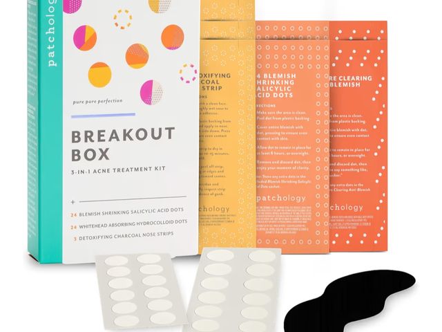 Lot 96-178108 - Patchology Breakout Box 3-in-1 Pimple &amp; Acne Spots Treatment Patch Kit with 3 Nose Strips, 24 Sa...