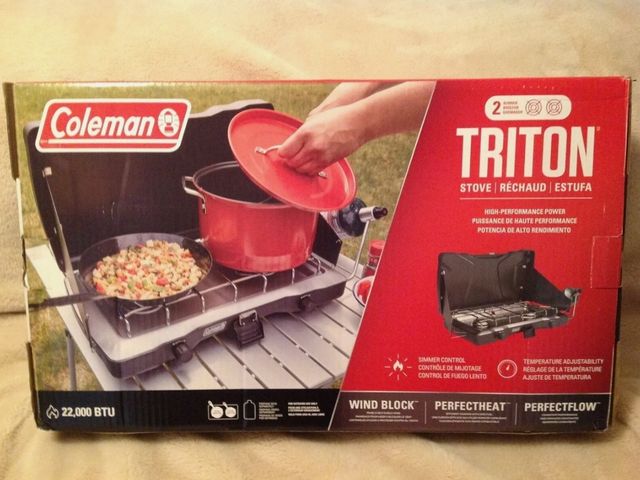 Lot 96-157897 - Coleman Triton 2-Burner Propane Camping Stove Portable Camping Grill/Stove
New