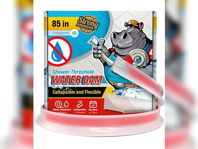 Lot 96-181495 - Shower Threshold Water Dam Barrier 85" - Transparent Collapsible Shower Water Blocker - Guard for Wa...