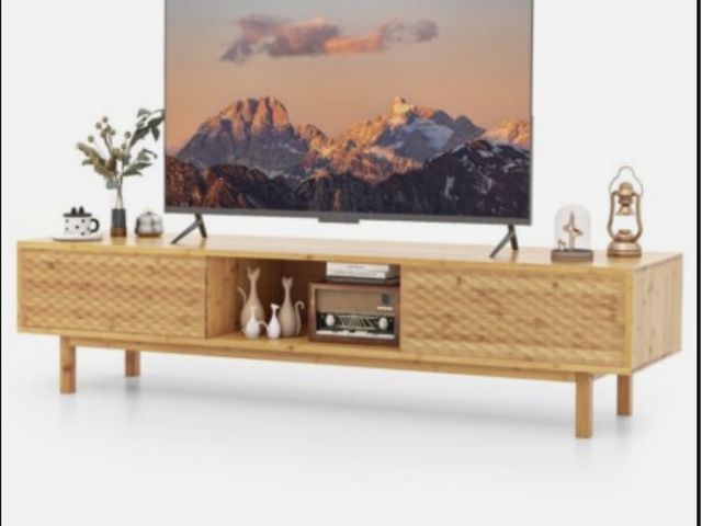Lot 96-198328 - 63" Mid Century Modern Entertainment Center Media Console Table w/Sliding Doors MSRP $138.99 New