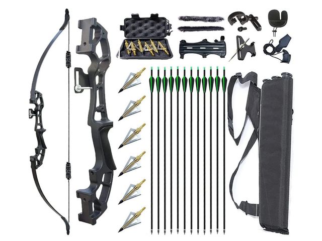 Lot 96-181090 - GOLRESOL 50" Archery Bow and Arrows for Adults Takedown Recurve Bow Right Hand Metal Riser with Arro...