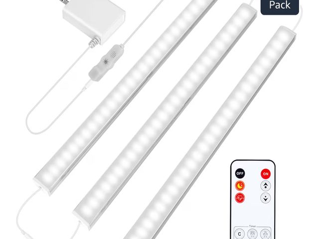 Lot 96-190818 - Maylit Under Cabinet Lights Plug in, 3 Pcs 12 Inch Ultra Thin Under Cabinet Lighting, Super Bright D...