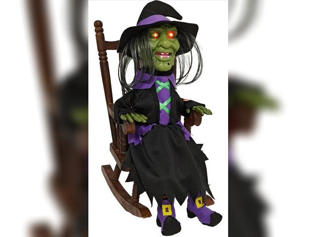 Lot 96-177915 - Yinfidee Animatronic Halloween Decoration Motion Activated Screaming Halloween Decor Witch with Rock...