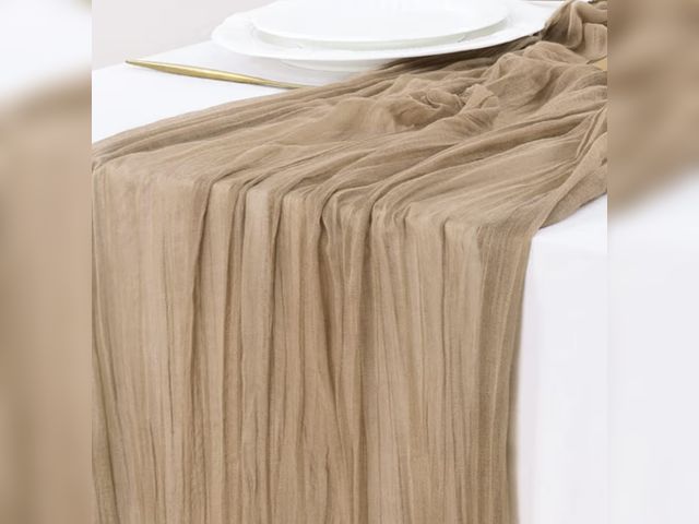Lot 96-190834 - Socomi 6pcs Nude Brown Cheesecloth Table Runner Valentine's Day Boho Rustic Gauze 120 inch 10FT Chee...