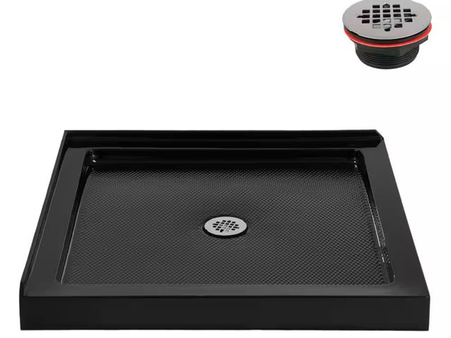 Lot 96-172079 - Streamline
36 in. L x 36 in. W Corner Acrylic Shower Pan Base in Glossy Black with Center Drain, Dra...