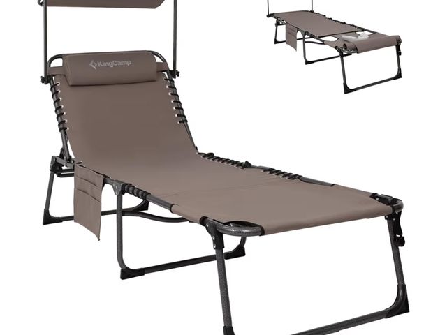 Lot 96-190688 - KingCamp Tanning Chair with Face Hole, Lounge Chairs Outdoor Folding Comfy Adjustable 5-Position Fol...