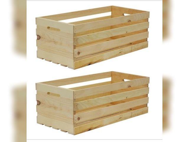 Lot 96-222052 - Crates &amp; Pallet 27 in. x 12.5 in. x 9.5 in. X-Large Wood Crate (2- Pack) New