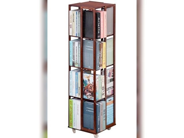 Lot 96-177875 - COPREE 5 Tier Rolling Bookcase, Bamboo 360 Rotating Bookshelf, Freestanding Storage Organizer Holder...